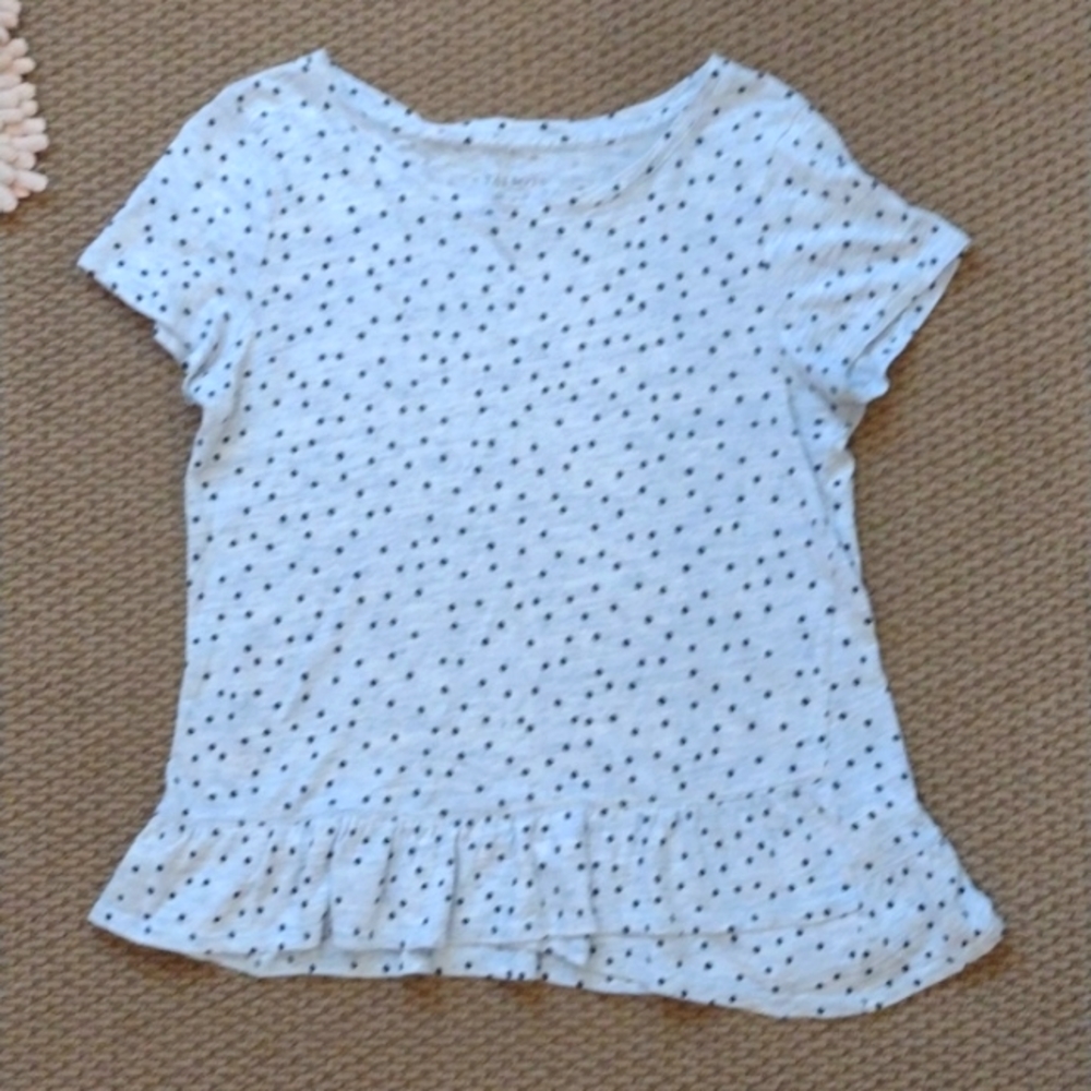 Talbots Petite Ruffle Short Sleeve Shirt